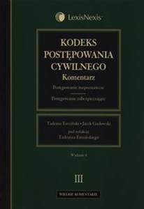 Picture of Kodeks postępowania cywilnego Komentarz Tom3 Postępowanie rozpoznawcze Postępowanie zabezpieczające