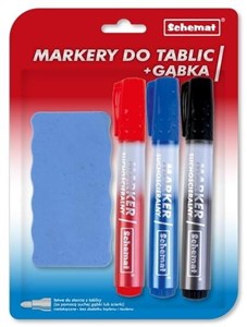 Obrazek Markery suchościeralne do tablic + gąbka