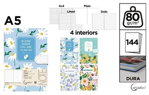 Obrazek Notatnik A5/144K magnes kwiaty MIX