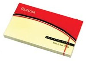 Obrazek Karteczki samoprzylepne Optima 75x125 mm żółte 100 sztuk
