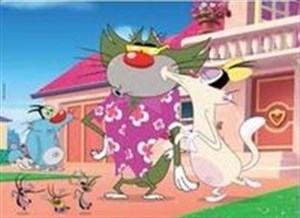 Obrazek Puzzle dwustronne Plus 108 Oggy i karaluchy