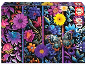 Obrazek Puzzle 500 Kwiaty i motyl G3