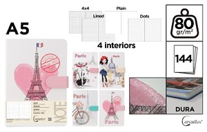 Obrazek Notatnik A5/144K magnes Paris MIX