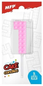 Picture of Świeczka klocki cyfra 1 różowa