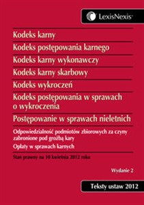 Obrazek Kodeks karny Kodeks postępowania karnego Kodeks karny wykonawczy Kodeks karny skarbowy Kodeks wykroczeń Kodeks postępowania w sprawach o wykroczenia Postępowanie w sprawach nieletnich