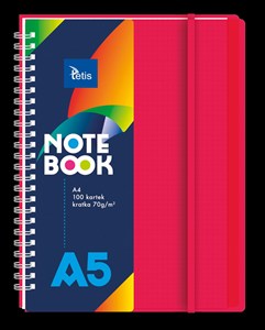 Obrazek Kołonotatnik A5 okładka pp kolor czerwony 70g/m2 100 kartek
