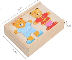 Obrazek Puzzle drewno misie