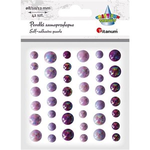 Obrazek Perełki samoprzylepne fioletowe 42szt