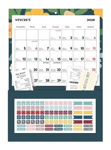 Obrazek Kalendarz 2026 ścienny z kieszonką 22x31cm Green
