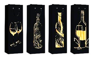 Picture of Torebki prezentowe WK 22354 na butelkę mix wzorów 12 sztuk