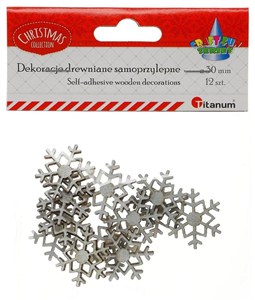 Obrazek Drewniane płatki śniegu samoprzylepne 12 szt
