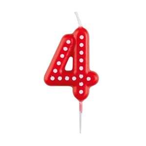 Picture of Świeczka cyferka 4 kropki i paski