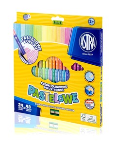 Obrazek Kredki ołówkowe dwustronne pastelowe 48 kolorów 24 sztuki