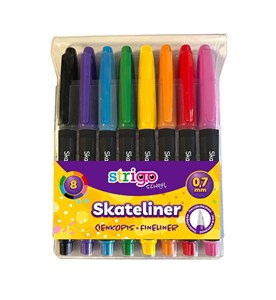 Obrazek Strigo, Cienkopisy Skateliner 0,7mm - 8szt