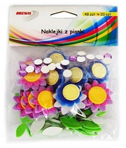 Obrazek Naklejki z pianki kwiatki + cyrkonie