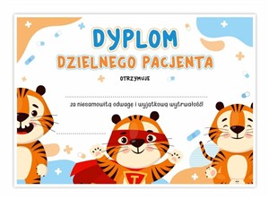 Picture of Dyplom A5 dzielnego pacjenta - Tygrys (10szt)