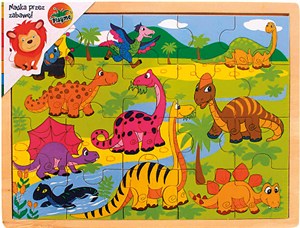 Obrazek Puzzle drewniane dinozaury Playme