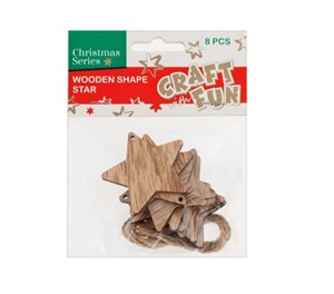 Obrazek Ozdoba dekoracyjna drewniana gwiazda 8szt
