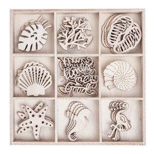 Obrazek Kształty z drewna wakacje 45szt