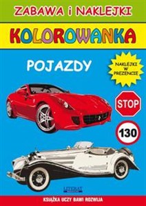 Obrazek Pojazdy Zabawa i naklejki. Kolorowanka