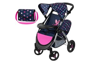 Obrazek Wózek dla bliźniaków granatowy z torbą