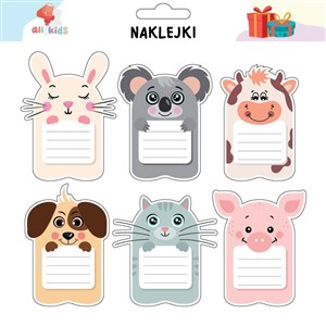 Obrazek Naklejki zwierzaki na szafkę i zeszyt 2