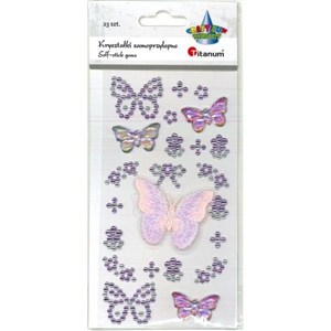 Obrazek Kryształki samoprzylepne motyle 23szt