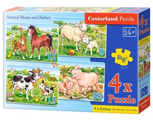 Obrazek 4x1 Puzzle Animal Moms and Babies