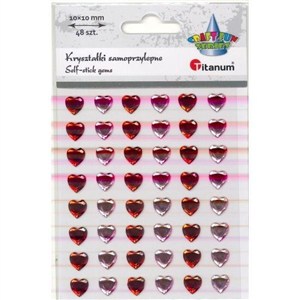 Obrazek Kryształki samoprzylepne serca 10x10mm 48szt