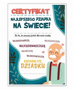 Picture of Certyfikat A4 Dzień Najlepszego Dziadka 5szt