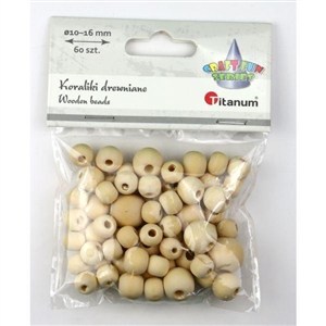 Obrazek Koraliki drewniane okrągłe 60szt