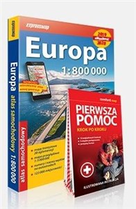Obrazek Europa atlas samochodowy 1:800 000 + Pierwsza pomoc - krok po kroku - ilustrowana instrukcja