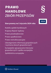 Obrazek Prawo handlowe Zbiór przepisów 2024 KSH, KRS, PP, PU, PR, ...