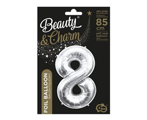 Picture of Balon foliowy B&C cyfra 8 srebrna 85cm