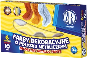 Obrazek Farby dekoracyjne o połysku metalicznym 6 kolorów 10 ml