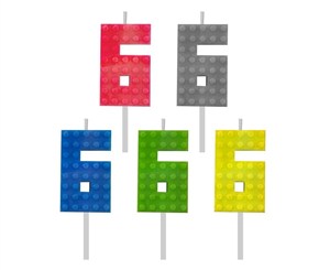 Picture of Świeczka urodzinowa Klocki cyfra 6 5,5cm MIX